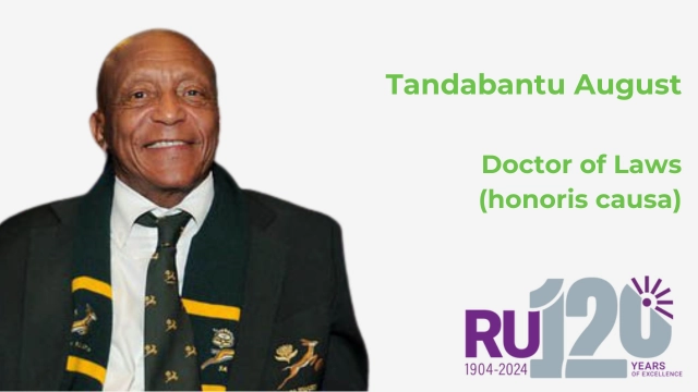 Mr August will receive his doctorate (honoris causa) on 05 April 2024 during the 09:30 Rhodes University graduation ceremony