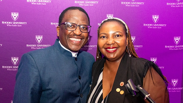 Vice-Chancellor Prof Sizwe Mabizela and alumna Dr Benita Bobo
