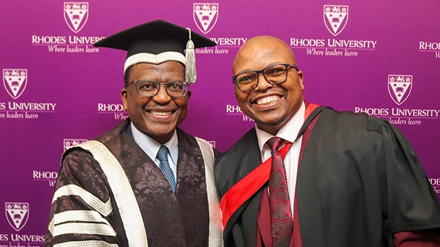 Rhodes University Vice-Chancellor Professor Sizwe Mabizela and Senior Communications Officer Velisile Bukula [Picture: Vusumzi Tshekema]