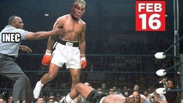 An internet meme satirising Nigerian 2019 presidential elections 