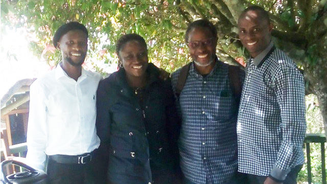 L-R: Eyitayo Ijisakin (AHP Fellow) Rhodes University; Prof. Lungisile Ntsebeza (Keynote Speaker) NRF Chair and Director of the Centre for African Studies, University of Cape Town; Omotayo Omitola (AHP Fellow) Rhodes University; and, Sandiso Tyembile (Doctoral scholar) University of Fort Hare