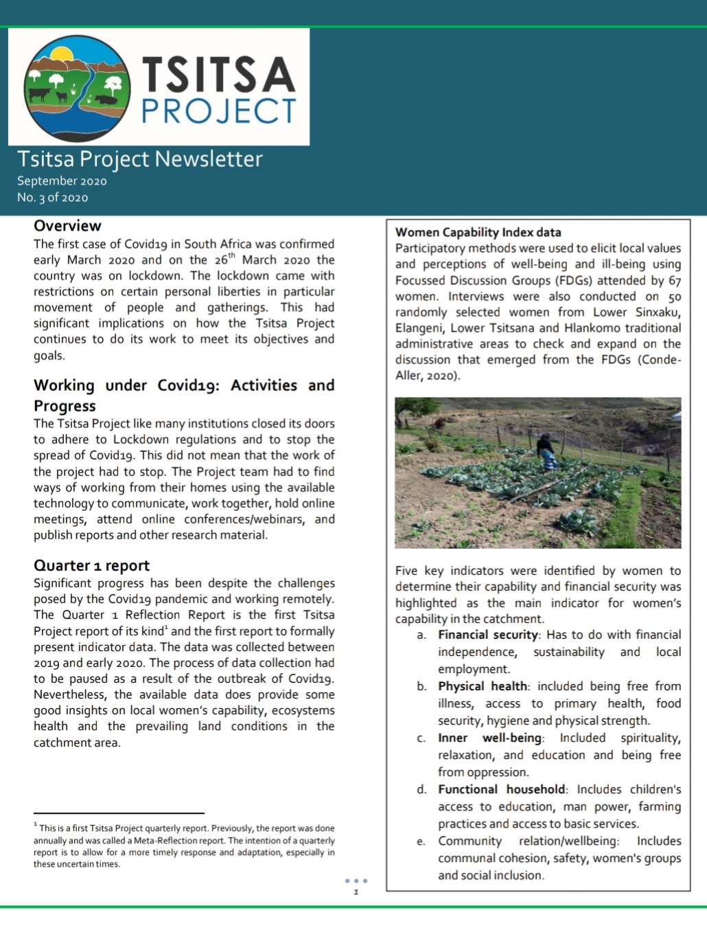 Tsitsa Project September 2020 Newsletter