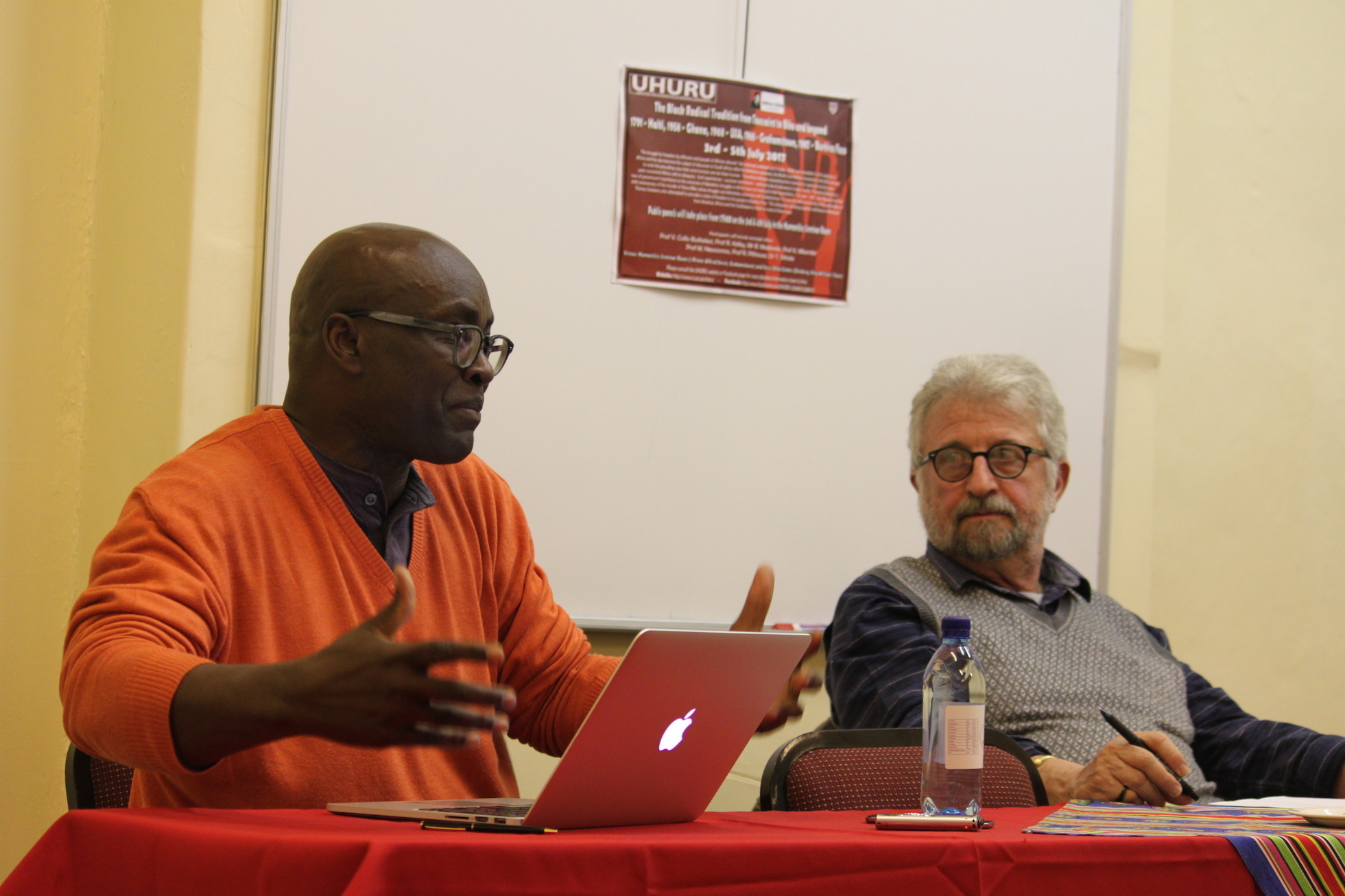 Emeritus Professor in Humanities at Rhodes University, Prof Michael Neocosmos with Prof Mbembe 