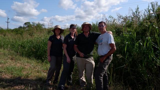 Tamzin Griffith, Phillippa Muskett, Iain Paterson and Guillermo Logarzo doing fieldwork in Argentina in February 2020