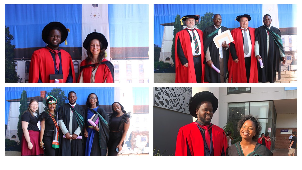 Our six graduates with their supervisors, friends and family