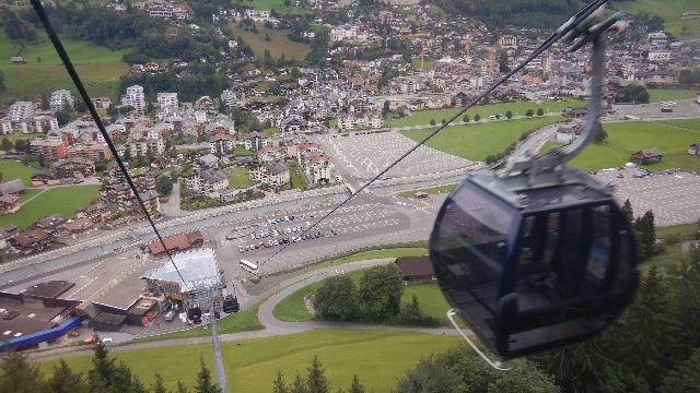 Aerial view of Engelberg from a Swiss gondola