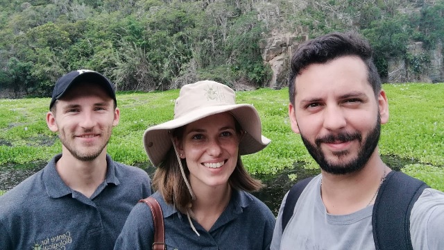 Tomas with Rosali and Matt at the invaded Nahoon River